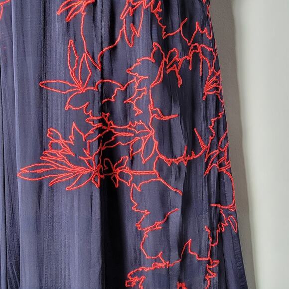 Anthropologie Navy Floral Embroidered Maxi Dress Sleeveless Boho US 8 - Picture 4 of 11